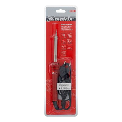 Паяльник, пластиковая рукоятка, медный наконечник с долговечным защитным покрытием, 220 В, 30 W Matrix купить в Москве с доставкой по всей России | ProtosMarket.ru