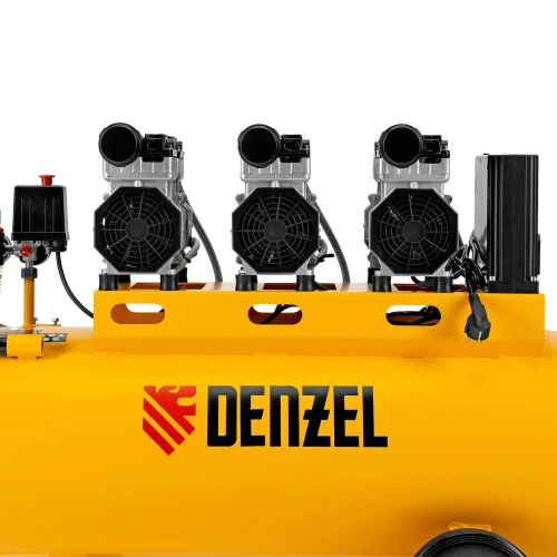 Компрессор безмасляный, малошумный  DLS 2250/100, 2250 Вт, 3x750, 100 л, 410 л/мин блок управления/ Denzel купить в Москве с доставкой по всей России | ProtosMarket.ru