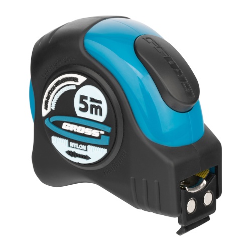 Рулетка "Schlagfest",5 м x 25 мм,магнитный обрезиненный зацеп,двусторонняя шкала,Нейлоновое покрытие,автоматическая фиксация Gross купить в Москве с доставкой по всей России | ProtosMarket.ru