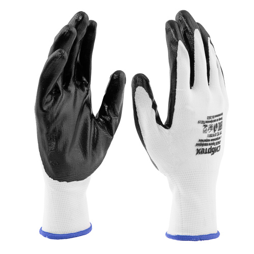 Перчатки полиэфирные с черным нитрильным покрытием, размер 9, 13 класс вязки Сибртех купить в Москве с доставкой по всей России | ProtosMarket.ru