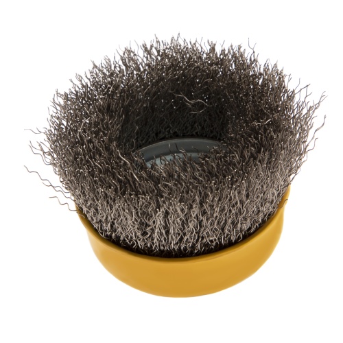 Щетка для УШМ, 75 мм, "Чашка", витая нержавеющая проволока 0.3 мм, М14 Denzel купить в Москве с доставкой по всей России | ProtosMarket.ru