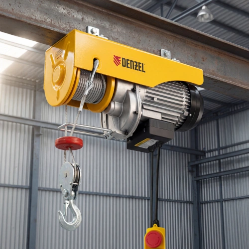 Тельфер электрический TF-500, 0.5 т, 1020 Вт, высота 12 м, 10 м/мин Denzel по ценам производителя в Москве с доставкой по всей России