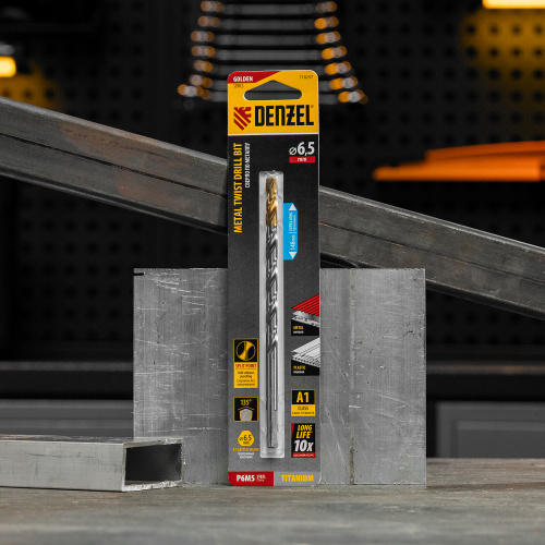 Сверло спиральное по металлу 6,5 х 148 мм, Р6М5, Golden Tip, удлиненное Denzel купить в Москве с доставкой по всей России | ProtosMarket.ru