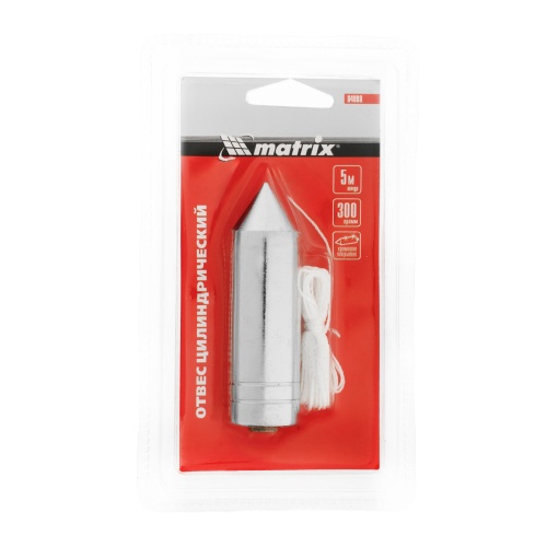 Отвес цилиндрический, 300 г, шнур 5 м Matrix купить в Москве с доставкой по всей России | ProtosMarket.ru