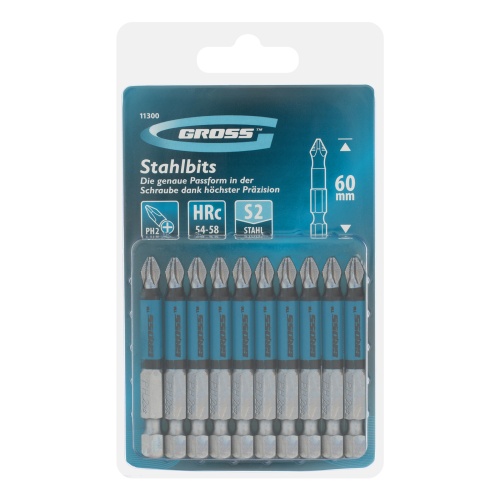 Бита РН2 х 60, сталь S2, 10 шт. Gross купить в Москве с доставкой по всей России | ProtosMarket.ru