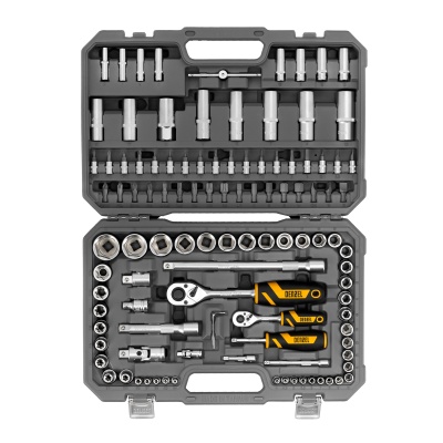 Набор инструментов, 1/2", 1/4", CrV, S2, пластиковый кейс, 109 предметов Denzel купить в Москве с доставкой по всей России | ProtosMarket.ru