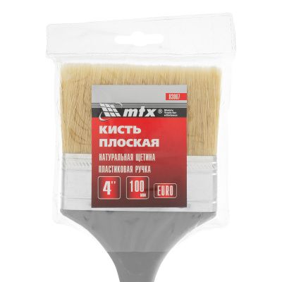 Кисть плоская "Евро" 4", натуральная щетина, пластмассовая ручка MTX купить в Москве с доставкой по всей России | ProtosMarket.ru