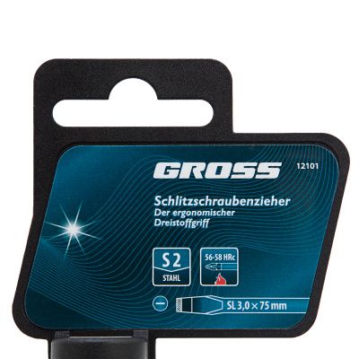 Отвертка SL3 x 75 мм, S2, трехкомпонентная рукоятка Gross купить в Москве с доставкой по всей России | ProtosMarket.ru