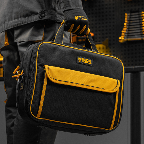 Сумка для инструмента, 400х170х300 мм, 3 отделения, 28 карманов, наплечный ремень Denzel купить в Москве с доставкой по всей России | ProtosMarket.ru