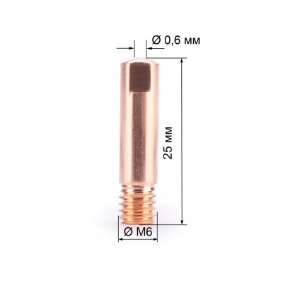 Наконечник М6х25х0.6 прямой (140.0008/MD0008-06, пр-во FoxWeld/КНР) купить в Москве с доставкой по всей России | ProtosMarket.ru