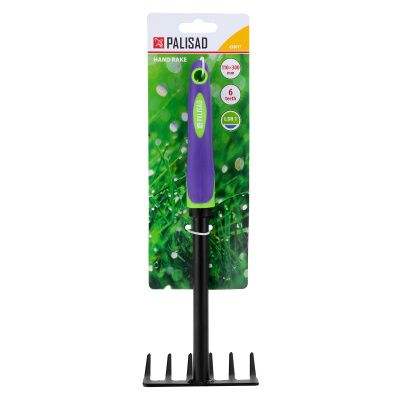 Грабли 6-зубые, 110х300 мм, стальные, обрезиненная эргономичная рукоятка, LSR1 Palisad купить в Москве с доставкой по всей России | ProtosMarket.ru