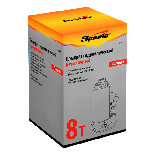 Домкрат гидравлический бутылочный 8 т, h подъема 180-350 мм Sparta Compact купить в Москве с доставкой по всей России | ProtosMarket.ru