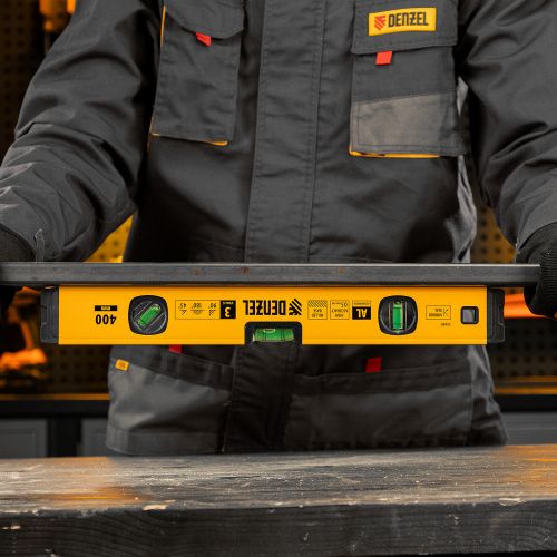 Уровень алюминиевый, магнит., фрезерованный, 3 глазка (1 зеркал.) 0,5 мм/м, 400 мм Denzel купить в Москве с доставкой по всей России | ProtosMarket.ru