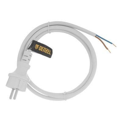 Шнур сетевой Energy Series, ПВС, 1,5 м, 2 x 1,5 мм, с неразборной вилкой, белый, Denzel купить в Москве с доставкой по всей России | ProtosMarket.ru