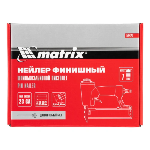 Нейлер финишный, шпилькозабивной пистолет, пневматический, гвоздь 23GA D 0.64 мм  длина 10-30 мм Matrix по ценам производителя в Москве с доставкой по всей России