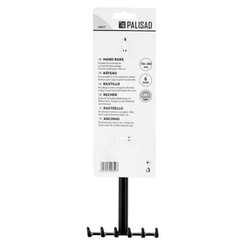 Грабли 6-зубые, 110х300 мм, стальные, обрезиненная эргономичная рукоятка, LSR1 Palisad купить в Москве с доставкой по всей России | ProtosMarket.ru
