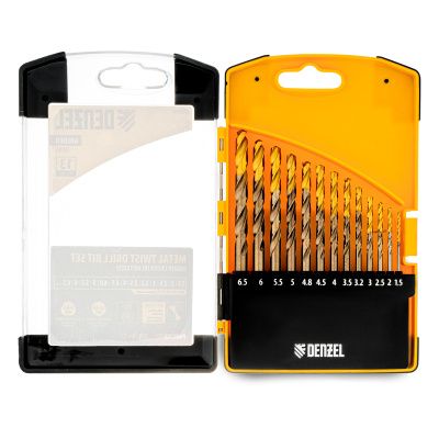 Набор сверл по металлу, 1,5-6,5мм, Р6М5К8-TiN, Golden Tip, 13 шт Denzel купить в Москве с доставкой по всей России | ProtosMarket.ru