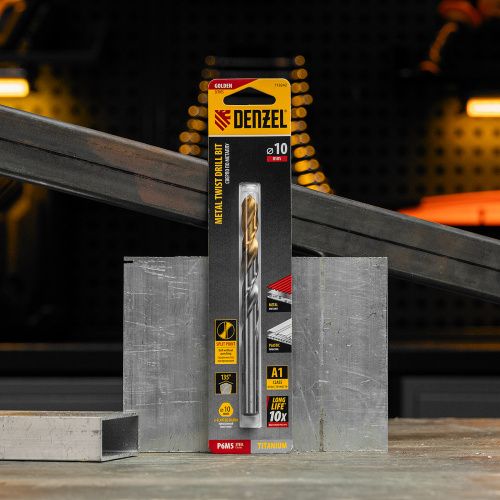 Сверло спиральное по металлу 10 x 133 мм, Р6М5, Golden Tip  Denzel купить в Москве с доставкой по всей России | ProtosMarket.ru
