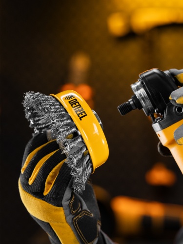 Щетка для УШМ, 125 мм, "Чашка", крученая нержавеющая проволока 0.5 мм, М14 Denzel купить в Москве с доставкой по всей России | ProtosMarket.ru