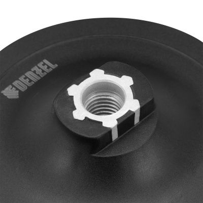 Тарелка опорная для дрели и УШМ с липучкой, 150 мм, стандартная, с адаптером c М14 на d8 Denzel купить в Москве с доставкой по всей России | ProtosMarket.ru