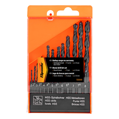 Набор сверл по металлу, 2-8 мм, (через 0.5 мм) HSS 13 шт, цилиндрический хвостовик Sparta купить в Москве с доставкой по всей России | ProtosMarket.ru