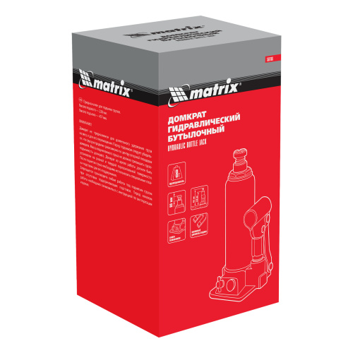 Домкрат гидравлический бутылочный, 8 т, h подъема 230-457 мм Matrix купить в Москве с доставкой по всей России | ProtosMarket.ru