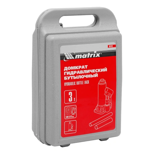 Домкрат гидравлический бутылочный, 3 т, высота подъема 194-372 мм, в пластиковый кейсе Matrix по ценам производителя в Москве с доставкой по всей России