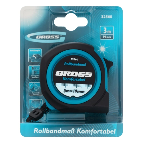 Рулетка Komfortabel 3 м х 19 мм,обрезиненный корпус Gross купить в Москве с доставкой по всей России | ProtosMarket.ru