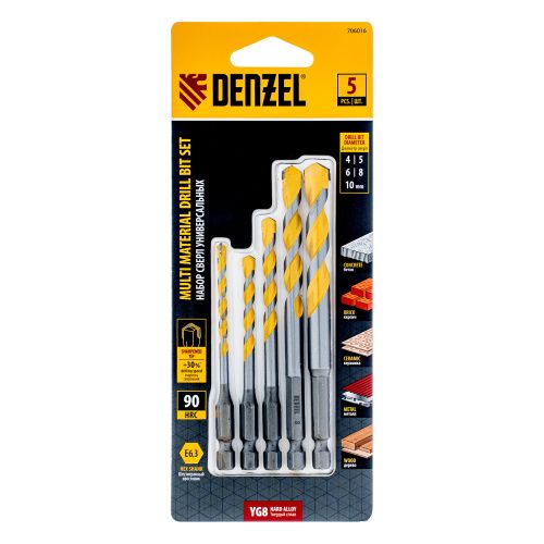 Набор сверл универсальных, Multi cut, 4-10 мм, 5 шт Denzel купить в Москве с доставкой по всей России | ProtosMarket.ru