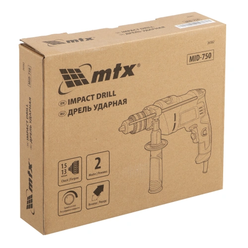 Дрель ударная MID-750, 750 Вт, 0-3000 об/мин, 0-48000 уд/мин MTX купить в Москве с доставкой по всей России | ProtosMarket.ru