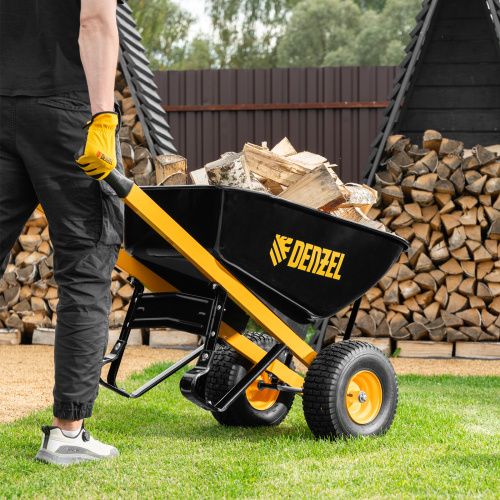 Тачка строительная, усиленная, объем 140 л, 250 кг, двухколесная, колесо 15х6.00-6 Denzel купить в Москве с доставкой по всей России | ProtosMarket.ru