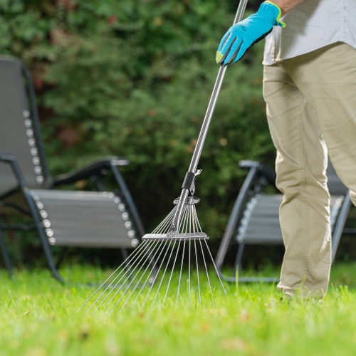 Грабли веерные стальные, 190 - 520 х 1200 - 1500 мм, 15 зубьев, раздвижные, стальной черенок, Palisad купить в Москве с доставкой по всей России | ProtosMarket.ru