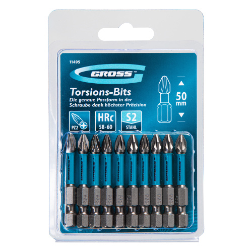 Бита торсионная PZ2 x 50 мм, для ударных шуруповертов, 10 шт. Gross купить в Москве с доставкой по всей России | ProtosMarket.ru