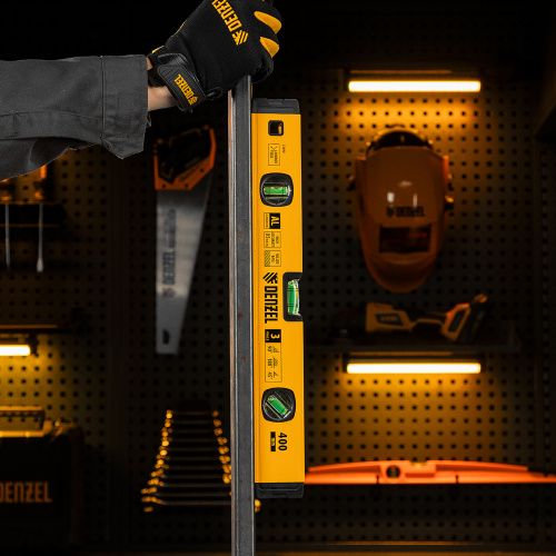 Уровень алюминиевый, магнит., фрезерованный, 3 глазка (1 зеркал.) 0,5 мм/м, 400 мм Denzel купить в Москве с доставкой по всей России | ProtosMarket.ru