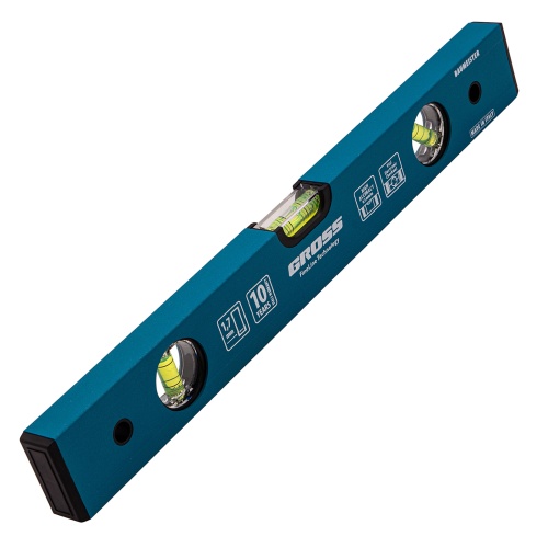 Уровень алюминиевый усиленный, 400 мм, 3 глазка Gross купить в Москве с доставкой по всей России | ProtosMarket.ru