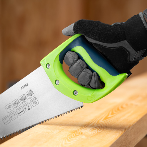 Ножовка по дереву "Зубец", 400 мм, 7-8 TPI, каленый зуб 2D, двухкомпонентная рукоятка Сибртех купить в Москве с доставкой по всей России | ProtosMarket.ru