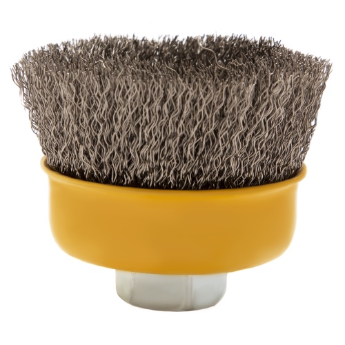 Щетка для УШМ, 75 мм, "Чашка", витая нержавеющая проволока 0.3 мм, М14 Denzel купить в Москве с доставкой по всей России | ProtosMarket.ru