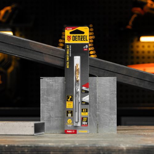 Сверло спиральное по металлу 9 x 125 мм, Р6М5, Golden Tip  Denzel купить в Москве с доставкой по всей России | ProtosMarket.ru