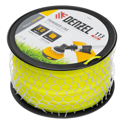 Леска для триммера зубчатый квадрат, 3,0мм х 113м, на DIN катушке FLEX CORD Denzel купить в Москве с доставкой по всей России | ProtosMarket.ru