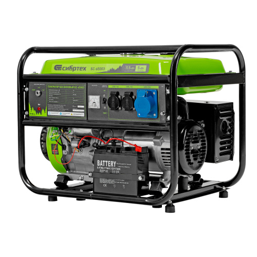Генератор бензиновый БС-6500Э, 5.5 кВт, 230В, четырехтактный, 25 л, электростартер Сибртех купить в Москве с доставкой по всей России | ProtosMarket.ru