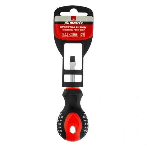 Отвертка Fusion, SL5 х 38 мм, CrV, трехкомпонентная рукоятка "Anti slip" Matrix по ценам производителя в Москве с доставкой по всей России