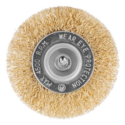 Щетка для дрели, 75 мм, плоская со шпилькой, латунированная витая проволока Matrix купить в Москве с доставкой по всей России | ProtosMarket.ru