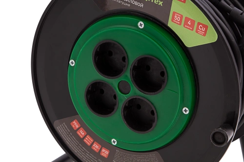 Удлинитель силовой 50 м, 16А, тип УХ10, ПВС, на кабельной катушке, 4 розетки без заземления Сибртех купить в Москве с доставкой по всей России | ProtosMarket.ru