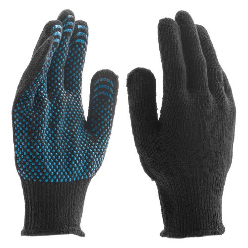 Перчатки хлопкоэфирные плюшевые, ПВХ "Точка", 7 кл, 55 гр Сибртех купить в Москве с доставкой по всей России | ProtosMarket.ru