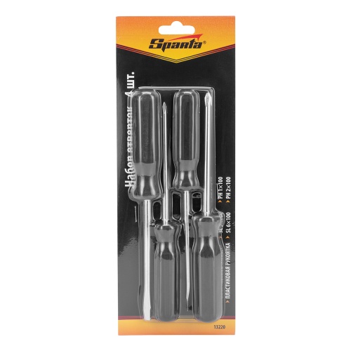 Набор отверток 4 шт, SL5 x 100.6 x 100, PH1 x 100, 2 x 100, углеродистая сталь, пластиковая рукоятка Sparta купить в Москве с доставкой по всей России | ProtosMarket.ru