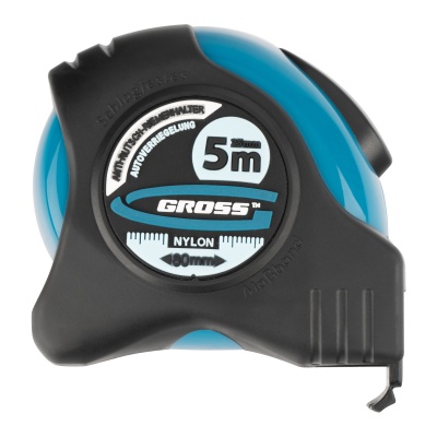 Рулетка "Schlagfest",5 м x 25 мм,магнитный обрезиненный зацеп,двусторонняя шкала,Нейлоновое покрытие,автоматическая фиксация Gross купить в Москве с доставкой по всей России | ProtosMarket.ru