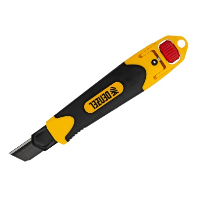 Нож, 18 мм, сменное лезвие, SK4, корпус из ABS + TPR, торцевой зажим Denzel купить в Москве с доставкой по всей России | ProtosMarket.ru