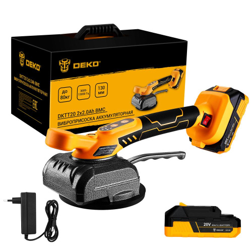 Виброприсоска аккумуляторная для укладки плитки DEKO DKTT20, 20В, 2x2.0Ач, в кейсе купить в Москве с доставкой по всей России | ProtosMarket.ru