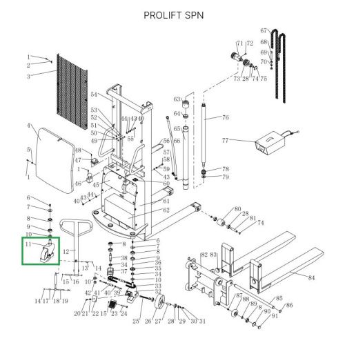 Поворотная опора для поворотных колес для штабелеров SPN (в сборе с колесом) купить в Москве с доставкой по всей России | ProtosMarket.ru