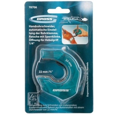 Труборез ладонный"Piranha", 22 мм, 3/4, автоматическая регулировка зажима трубы, трещотка с храповым механизмом, отверстие 1/4 Gross купить в Москве с доставкой по всей России | ProtosMarket.ru